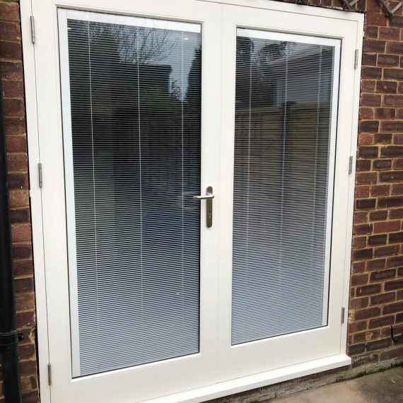 accoya french doors with internal blinds