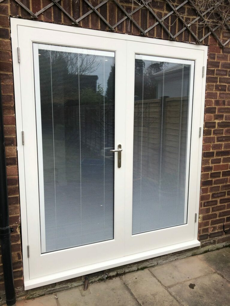 accoya french doors with internal blinds