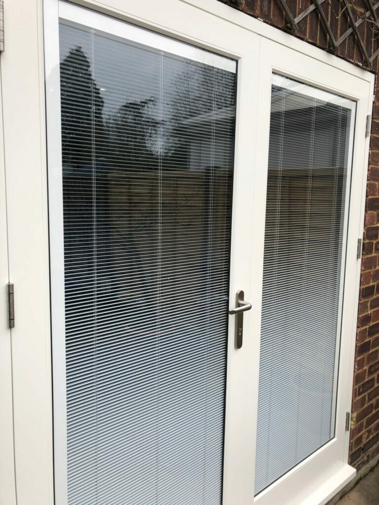 accoya french doors with integral blinds